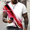 Camisetas masculinas Camisa masculina Graphic 3d o pescoço preto listras brancas roupas de tamanho grande