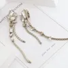 Designer Earrings Silver Plated Fashion Heavy Industry Crystal Snake Bone Chain Tassel Earclip