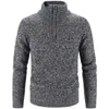 メンズセーター冬のメンズフリース厚いセーターハーフジッパータートルネックウォームプルオーバー品質雄のスリムニットウールセーター231120のスリムニットウールセーター