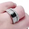 Cluster Ringen Mode Vrouwen Sieraden Bruiloft Zwart Zirkoon Paar Bruids Ring Set Engagement