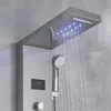 Brushed Nickel Shower Panel LED Rain Waterfall Massage System Body Jet