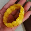 Bangle Natural Baltic Amber Elastic Wide Armband Yellow Beeswax Gemstone Bangle Men Kvinnor Läker smycken Real Ambers Amulet Armband 231118