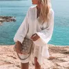 Neue Casual Kleider Sommer Langarm Baumwolle Leinen Kleid Lose Strand Rüschen Frauen Mode Boho Urlaub Drehen-unten Kragen hemd