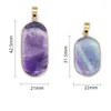 Colares pendentes pingentes de pedra de cristal natural geométrico Longo retângulo verde azul de fluorito roxo Pendulum suspensão reiki