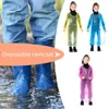 Płaszki przeciwdeszczowe 3PCS Dzieci podróżują płaszczem przeciwdeszczowym z sznurkiem jednorazowe płaszcze deszczowe plastikowe poncho do biwakowania/rekreacji/wędrówki