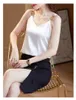 Camisoles Tanks New Cami Top V-hals Solid Fashion Sleeveless Top Summer Womens Temperament Elegant Office Lady Backless Top Silk Spaghetti Camis 230420