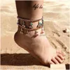 Charm Bracelets Fashion Alloy Butterfly Anklet 4Mm Rhinestone Tennis Chain Foot Iced Out Leg Link Drop Delivery Jewelry Brace Dhgarden Otrui