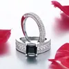 Cluster Ringen Mode Vrouwen Sieraden Bruiloft Zwart Zirkoon Paar Bruids Ring Set Engagement