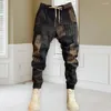 Men's Pants High-quality Polyester Versatile Stylish Baggy Long Reinforced Pockets Elastic Waist For Sportswear Hip Hop