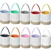 Party Gift Sublimation Blank Easter Basket Bags Cotton Linen Carrying Gift Eggs Hunting Candy Bag Halloween Storage Pouch DIY Handbag Toys Bucket 10 Colors e0420