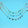 Bracelets à maillons Boho arc-en-ciel avec pompon en Zircon pour femmes, chaîne en acier inoxydable plaqué or, bijoux pour filles, cadeaux, vente en gros