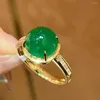 Cluster Rings 2023LR Emerald Ring Pure 18K Gold Jewelry Nature Green 3.65ct Gemstones Diamonds Female For Women Fine