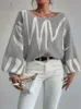 Heren Hoodies Sweatshirts Gebreide oversized trui Dames 2023 Print Lantaarnmouwen Off-shoulder Casual Tops Wintertruien Warme truien 231120