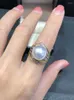 Cluster Rings Gorgeous HUGE 11-12mm Natural Round South Sea WHITE Pearl Ring 925s.