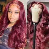 Klaiyi Body Wave #33B Reddish Brown Lace Front Wig 13x4 Human Hair Baby For Women Burgundy #99J Super Saving