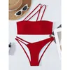 Swim Wear 2023 Sexy One Spalla Bikini Swimsuit Women Swimwear Bikini Set Bikini set da bagno Summer Beach Wear Wear Biquini Female AA230419