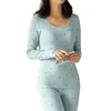 Calças femininas de duas peças camada base roupa interior térmica 2 peças conjunto para mulheres sexy thermo lingerie inverno roupas casuais femininas roupas internas