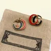 Boucles d'oreilles avec lettres de peinture bicolores simples, nouvelle mode, matériau en laiton pour dames, avec boîte 4167996, 2021