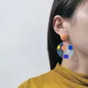 Dangle Earrings Retro Transparent Laser Heart Eound Acrylic Printed Geometric Earringsemperament Fashion Accessories Female