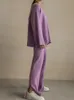 Kadınlar İki Parçalı Pantolon Kazak 2 Parça Set Sonbahar ve Kış Flaş Kollu Açık Ön Örme Çiçek Top Gevşek Moda Dantel Pantolon 231118