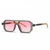 Zonnebril Zomer Mode Beam Vierkant Zonnescherm Spiegel Kleurrijk Groot Frame Bloembeen UV400 Casual Zonnebril Brillen Voor Volwassen Vrouwen Mannen