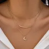 Anhänger Halsketten KunJoe 3 teile/satz Vintage Metall Gebogene Mond Halskette Set Für Frauen Männer Punk Gold Farbe Link Kette Choker Party