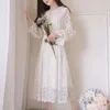 Casual Dresses Dress Women Long Sleeve Mesh Print Party Female O-neck White Lace Beach Patchwork Vestidos G446