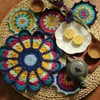 Table Mats Colorful Handmade Crochet Placemat Pastoral Cup Kitchen Decor Place Tea Coffee Doily Knitting Pads