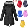 Trench da donna Casual Outdoor e giacche antipioggia Trekking Solido manica lunga leggero con coulisse con cappuccio Abbigliamento 2023