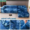 Stoelhoezen Tie Dye Velvet Sofa Elastische L -vormige hoek voor Woonkamer 1 2 3 4 stoel Stretch Couch Fauteuil 230419