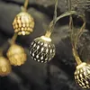 Strängar Led Globe Fairy Lights Marockan Orb Silver Metal Balls String EU Plug Power 6M 10M Holiday Party Decoration för julled