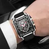 Armbandsur Lige Men Watches Top Square Watch Chronograph Sport Wrist for Mode Date Waterproof Clock Reloj Hombre