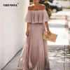 Casual Dresses Womens Clothing Sexy Strapless Long Skirt Casual Party Wrapped Chest Evening Dress Solid Color Floral Chiffon Swing Dress 230420