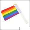 Bannerflaggor Gay Pride Flag Plastic Stick Rainbow Hand American Lesbian LGBT 14 x 21 cm Drop Delivery Home Garden Festiv Dhu7T