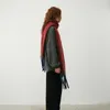 Swedish Designer Ny färg Blocking Border Imitation Cashmere Tassel Scarf For Women's Winter Atmosphere Soft Scarf 231015