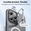Металлический кронштейн-держатель, прозрачный матовый чехол для телефона iPhone 15 14 13 Pro Max 12 Promax Magsafe, магнитный жесткий чехол с беспроводной зарядкой