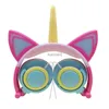 Aurberi per cellulari Auricolari Cat Ear Unicorn Cuffie LED LED lampeggiante Cuffie pieghevoli Affiorle Affio Le cuffia da gioco per bambini Gifts YQ231120