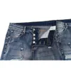 Mens Jeans Ripped Paint Distressed Button Fly Zipper Leg Hip Hop High Street Skinny Denim 230420