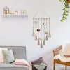 Decoratieve beeldjes Handgemaakte wandhangende foto -display Macrame Boho geweven po collage frame kwastjes voor slaapkamer decorbenodigdheden