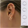 Hoop Huggie Sterling Simple Ear Ored Boucles d'oreilles Hoop 6-18 mm Circle Round Cerpeaux d'oreille pour femmes Men Drop Livrot Jewelry Ea Dhgarden Otrfx