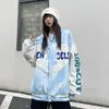 Women's Jackets Autumn Fashion Jacket Korean Vintage Tie Dyed Love Towel Embroidered Sleeves Collated Leather Baseball Coat Unisex