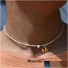 Chokers Stainless Steel Initial Heart Necklace For Women Natural Shell Beads Letter Choker Drop Delivery Jewelry Necklaces Pe Dhgarden Otr35