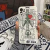 Роскошный сердечный скелетный чехол для iPhone 13 14 Pro Max 11 12 XS XR 7 8 Plus Creative Shock -Resept Soft Silicone Phone Case Back Cover