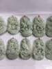 Figurines décoratives 12 pièces, pendentif émeraude birman naturel, amulette en Jade, zodiaque chinois, porte-bonheur, douze animaux suspendus