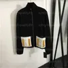 Cardigan designer tröja kvinnor mod kappa plysch ficka lång ärm stående nacke elegant varma höstrockar stickade tröjor kvinnor kläder