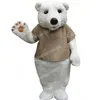 Costumi della mascotte dell'orso polare bianco di formato adulto Vestito del personaggio dei cartoni animati di Halloween Vestito di Natale all'aperto Vestito da festa Abbigliamento pubblicitario promozionale unisex