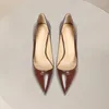 Sapatos de vestido Qualidade Mulheres Luxo Outono Elegante Café Bombas de Salto Alto com Dedo Apontado Acabamento Fosco para Escritório de Trabalho Diário Causal