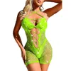 Kaei amp shi rhinestone fishnet bodysuit glöd party jumpsuit crisscross ihålig ut