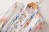 2023 Multicolor Floral Print Belted Dress Long Sleeve Stand Collar Panelled Long Maxi Casual Dresses A3A101459