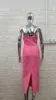 Casual Dresses Pink Color Women Sleeveless Sexy Strap Bodycon Bandage Mid-calf Dress Celebrate Nightclub Party Birthday